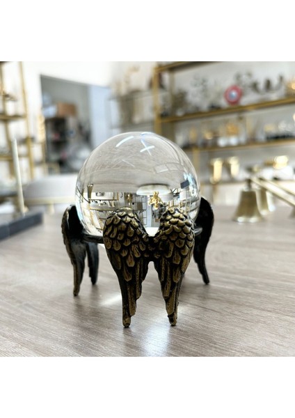 Melek Kanatlı Cam Top-Eskitme (Antik Bronz)