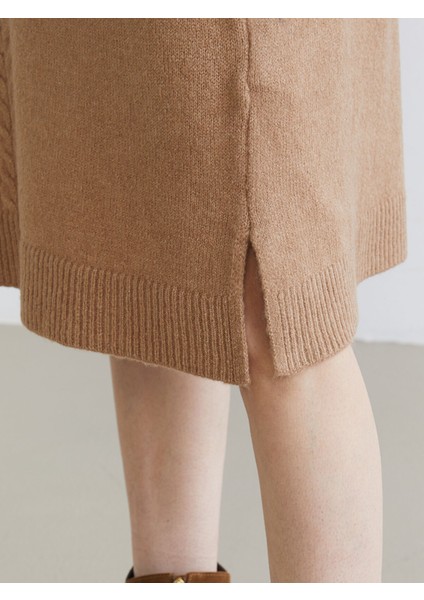 Yeni Sezon Bisiklet Yaka Kendinden Desenli Triko Elbise modelleri