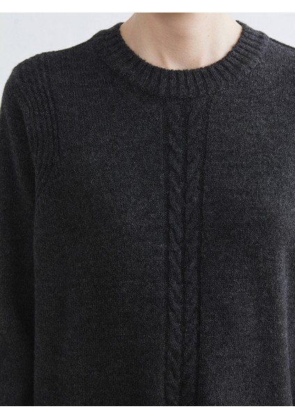 Yeni Sezon Bisiklet Yaka Kendinden Desenli Triko Elbise modelleri