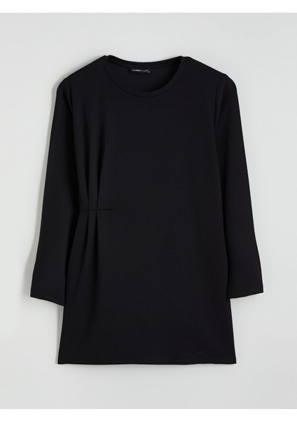 Yeni Sezon Bisiklet Yaka Büzgülü Kadın Tunik