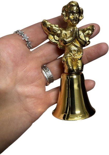 Büyük Dua Eden Melekli Çan Mum Söndürücü-Gold