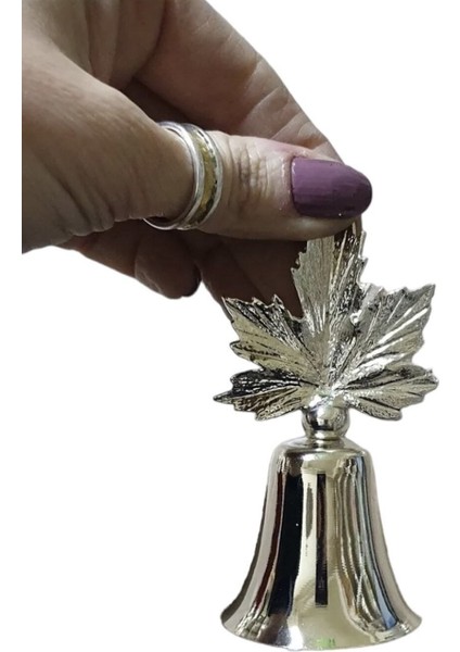 Asma Yapraklı Metal Çan Mum Söndürücü-Gümüş