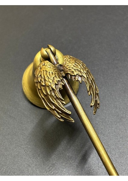 Sarılan Melek Kanatlı Mum Söndürücü-Bronz-Antik