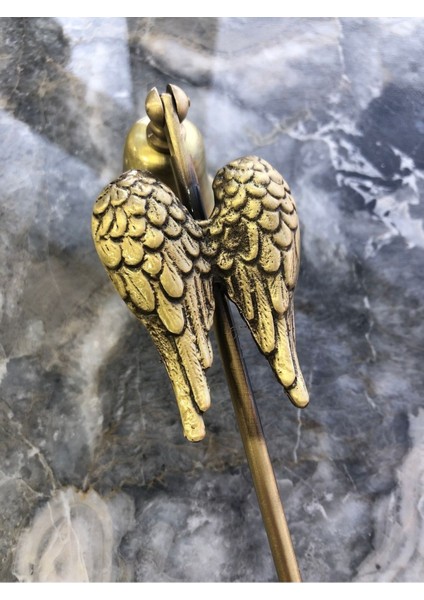 Pirinç Döküm Büyük Melek Kanatlı Metal Mum Söndürücü-Eskitme(Antik)