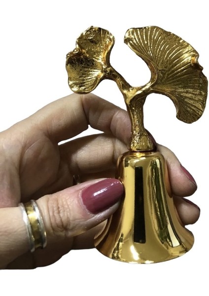 Ikili Gingko Yapraklı Metal Çan Mum Söndürücü-Gold(Altın)