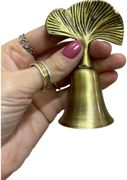 Gingko Yapraklı Metal Çan Mum Söndürücü-Antik (Bronz Eskitme)
