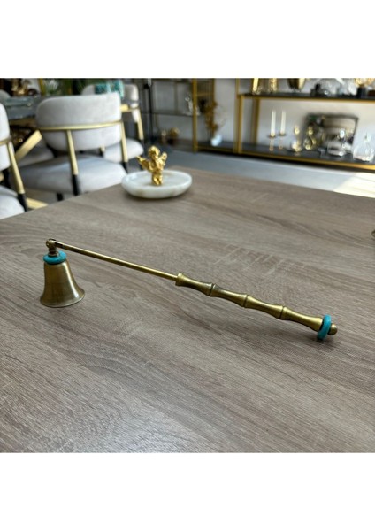 Turkuaz Taşlı Mum Söndürücü -Eskitme (Antik Bronz)