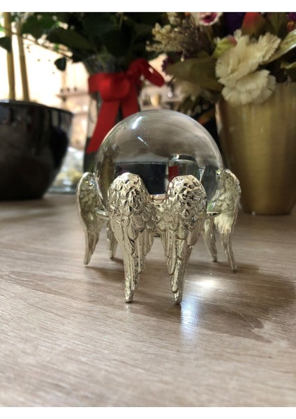 Melek Kanatlı Cam Top-Gümüş