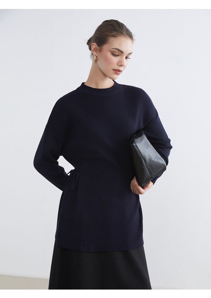 Yeni Sezon Dik Yaka Oversize Kadın Triko Tunik