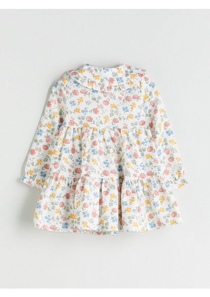 Yeni Sezon Bebe Yaka Çiçekli Kız Bebek Elbise modelleri
