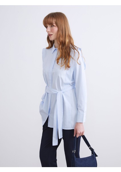 Yeni Sezon Kuşaklı Kadın Gömlek Tunik