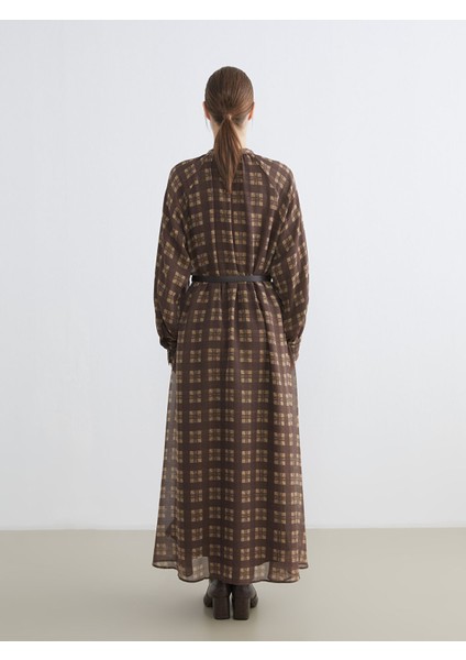 Yeni Sezon Bağlamalı Yaka Ekose Elbise fırsatları