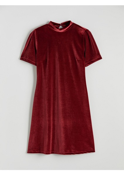 Yeni Sezon Dik Yaka A Kesim Kadife Mini Elbise indirimleri