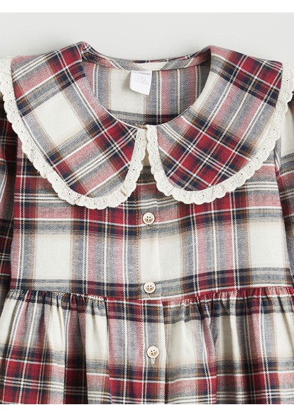 Yeni Sezon Bebe Yaka Ekose Kız Çocuk Elbise fiyatları