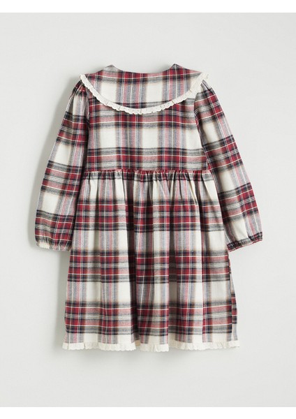 Yeni Sezon Bebe Yaka Ekose Kız Çocuk Elbise modelleri