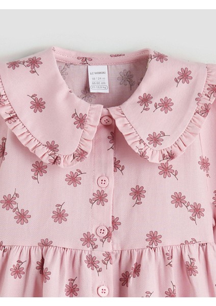 Yeni Sezon Bebe Yaka Çiçekli Kız Bebek Elbise modelleri