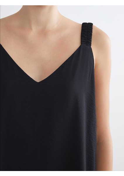 Yeni Sezon V Yaka Askılı A Kesim Elbise modelleri