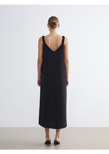 Yeni Sezon V Yaka Askılı A Kesim Elbise fırsatları