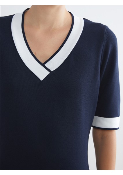 Yeni Sezon V Yaka Triko Elbise modelleri