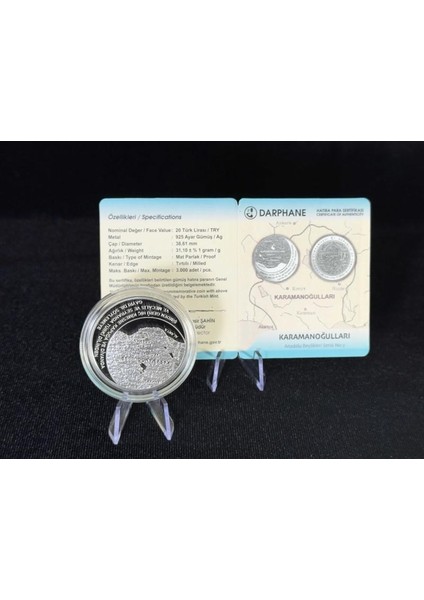 Karamanoğulları Anadolu Beylikleri Serisi No:3 Gümüş Hatıra Sikkesi