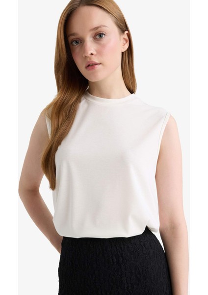 Regular Fit Bisiklet Yaka Kolsuz Tunik F8991AX25HS