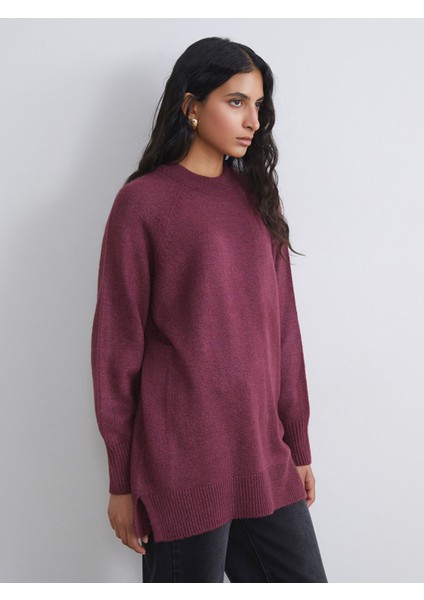 Yeni Sezon Bisiklet Yaka Oversize Kadın Triko Tunik