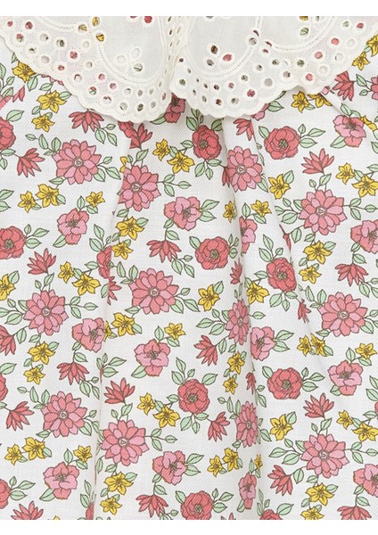 Yeni Sezon Bebe Yaka Uzun Kollu Çiçekli Kız Bebek Elbise fiyatları