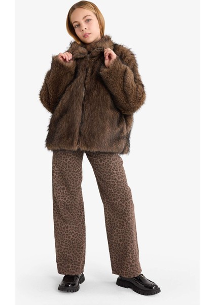 Kız Çocuk Dik Yaka Fermuarlı Suni Kürk Mont G2763A825WN fiyatları