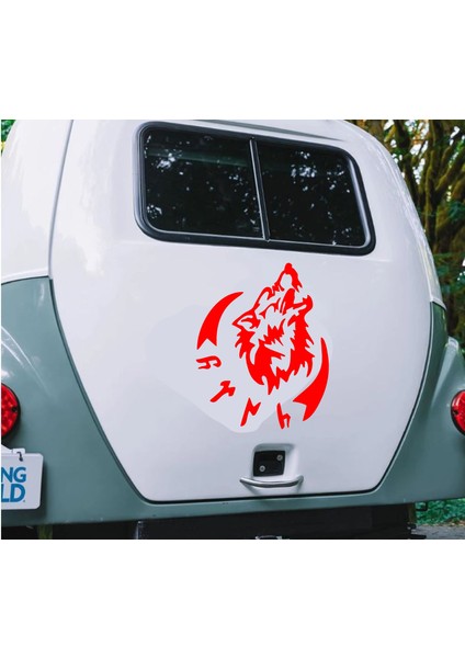 Kurt ve Göktürkçe Türk Yazısı Gökbörü Sticker - Araba Oto Motosiklet Karavan Pickup Sticker 00758