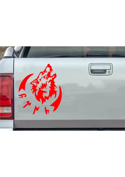 Kurt ve Göktürkçe Türk Yazısı Gökbörü Sticker - Araba Oto Motosiklet Karavan Pickup Sticker 00758 modelleri