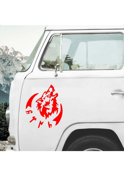 Kurt ve Göktürkçe Türk Yazısı Gökbörü Sticker - Araba Oto Motosiklet Karavan Pickup Sticker 00758 fırsatları