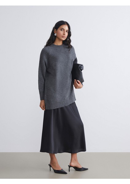 Yeni Sezon Bisiklet Yaka Oversize Kadın Triko Tunik fiyatları