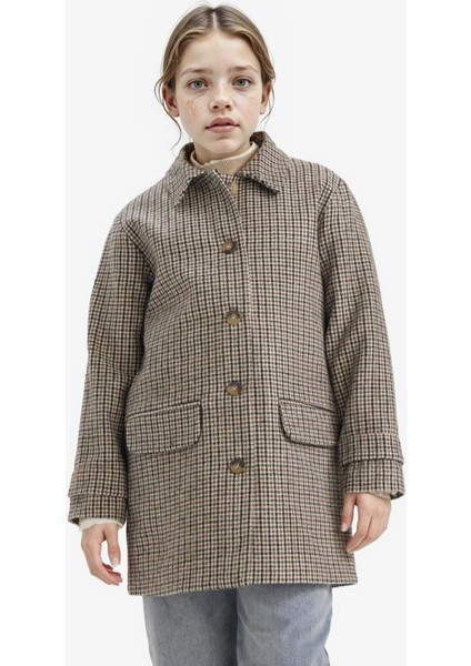 Kız Çocuk Gömlek Yaka Düğmeli Kareli Kaşe Mont G2580A825WN