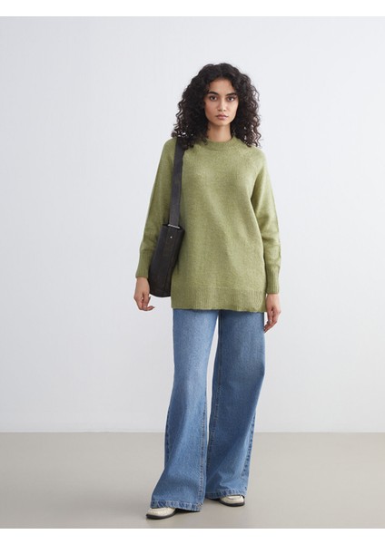 Yeni Sezon Bisiklet Yaka Oversize Kadın Triko Tunik fiyatları