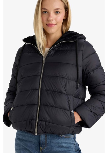 Su Geçirmez Regular Fit Kapüşonlu Suni Kürk Astarlı Mont F2145AX25WN