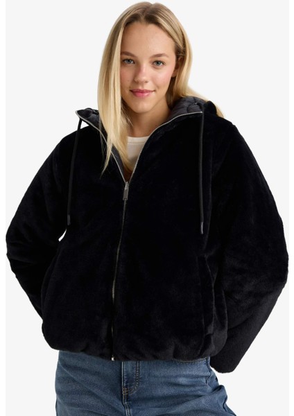 Su Geçirmez Regular Fit Kapüşonlu Suni Kürk Astarlı Mont F2145AX25WN