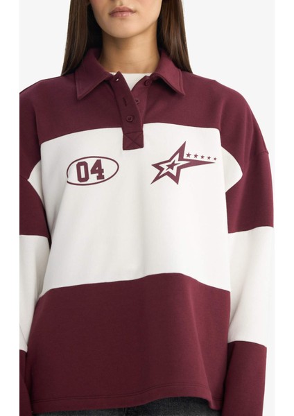 Coool Regular Fit Polo Yaka Sırt Baskılı Sweatshirt fırsatları