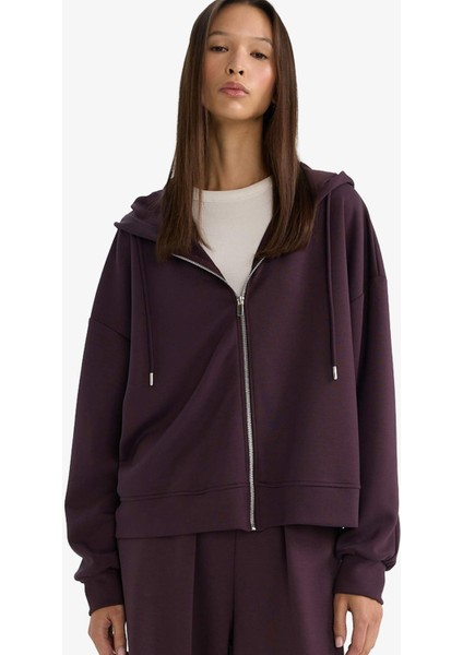 Relax Fit Kapüşonlu Fermuarlı Sweatshirt G4760AX25WN