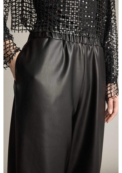 Balloon Fit Beli Lastikli Suni Deri Pantolon G7008AX25WN fırsatları