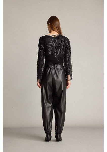 Balloon Fit Beli Lastikli Suni Deri Pantolon G7008AX25WN indirimleri