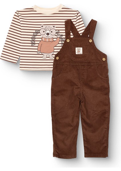 Erkek Bebek Woodland 2 Salopet-Tshirt Fitilli Kadife Dokuma Bisiklet Yaka Uzun Kol Reçme Paça fiyatları