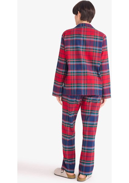 Regular Fit Kareli Uzun Kollu 2'li Flanel Takım Fall in Love V4015AZ25WN