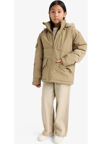 Kız Çocuk Çıkarılabilir Suni Kürk Yaka Kapüşonlu Parka fiyatları