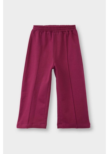 Kız Bebek Beli Lastikli Wide Leg Geniş Bol Paça Eşofman Altı