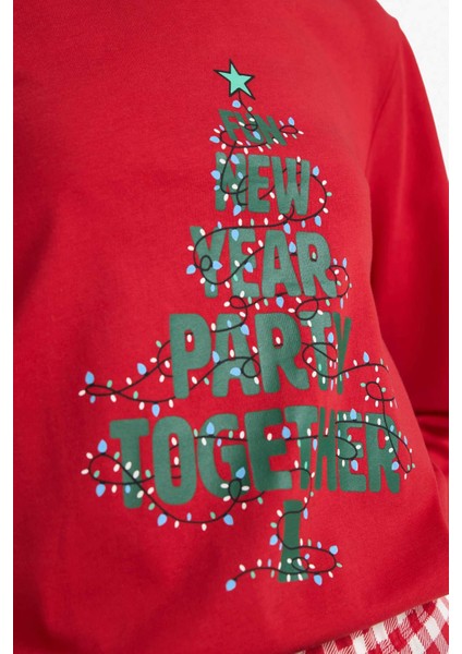 Yılbaşı Temalı Regular Fit Uzun Kollu Üst Uzun Alt-Fall in Love G0232AX25WN fırsatları