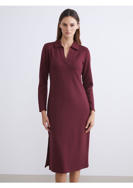 Yeni Sezon Büyük Beden Polo Yaka Bodycon Elbise