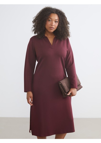 Yeni Sezon Büyük Beden Polo Yaka Bodycon Elbise modelleri