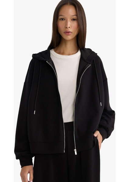 Relax Fit Kapüşonlu Fermuarlı Sweatshirt G4760AX25WN