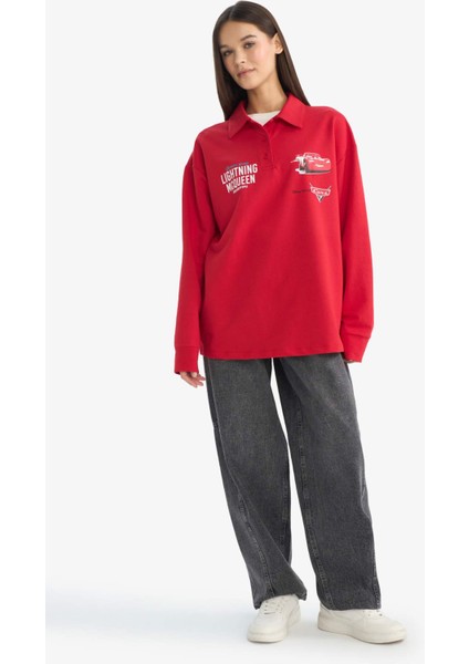 Coool Cars Oversize Geniş Kalıp Polo Yaka Sırt Baskılı Sweatshirt F8916AX25AU fiyatları