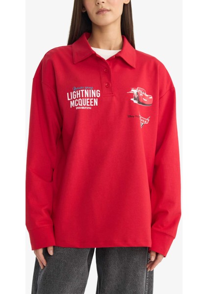 Coool Cars Oversize Geniş Kalıp Polo Yaka Sırt Baskılı Sweatshirt F8916AX25AU fırsatları